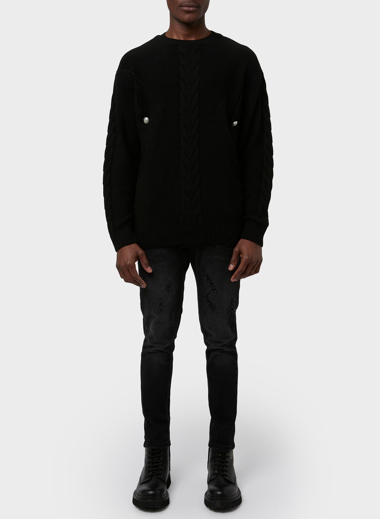 WOVEN SWEATER WITH OBLIQUE FLAPS