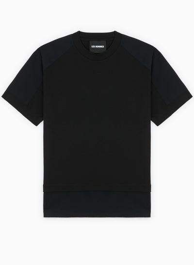 ROUND NECK NYLON DOUBLE LYERING T-SHIRT