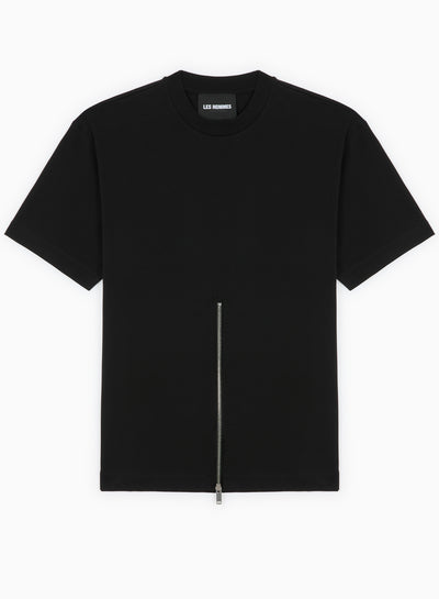 ROUND NECK HALF ZIP T SHIRT