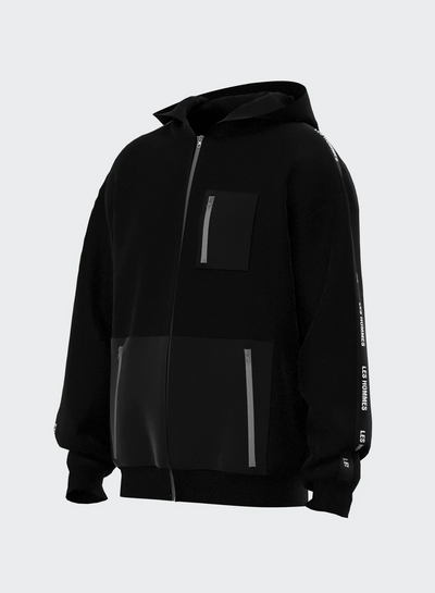 FULL ZIP HOODIE WITH EMBOSSED TAPE