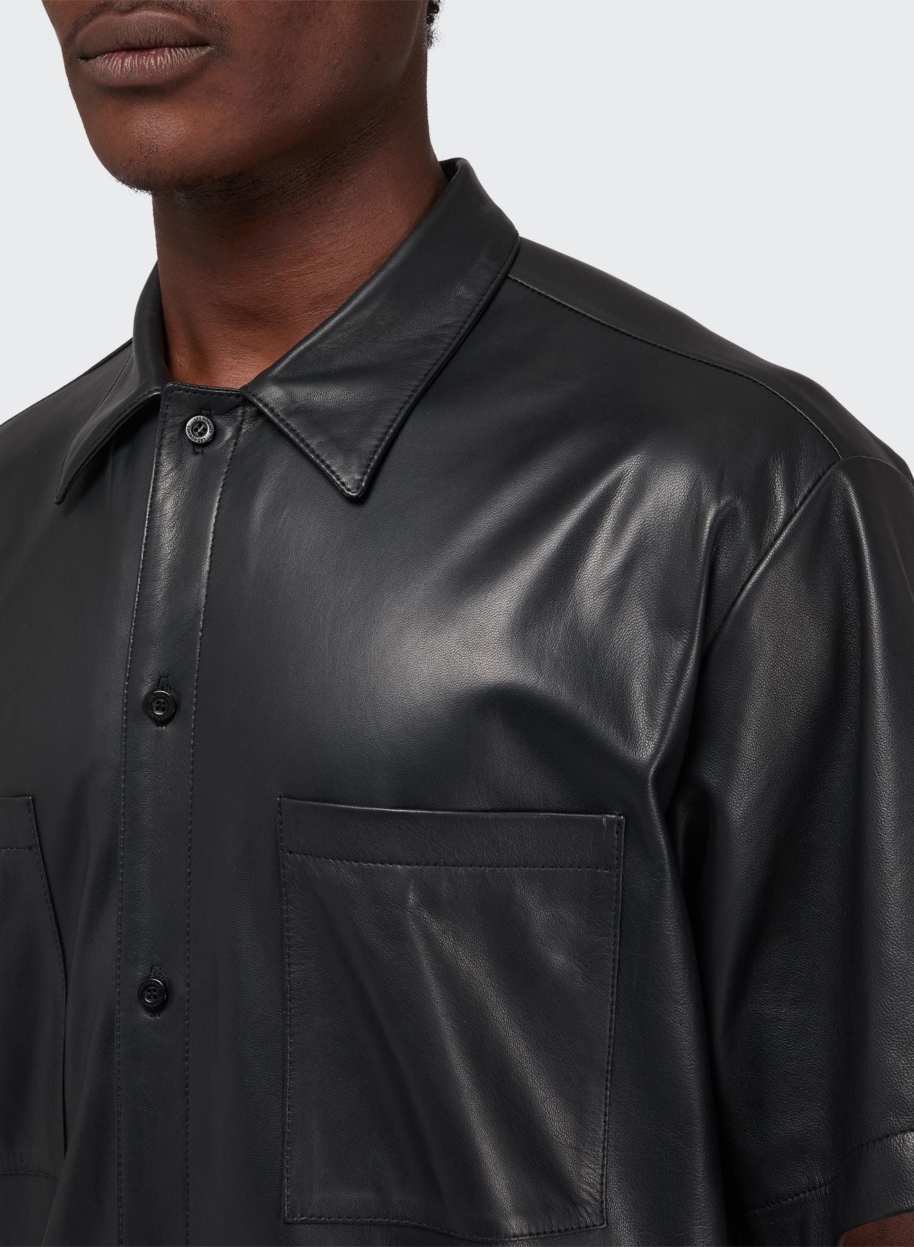 LIGHT LEATHER BOWLING SHIRT