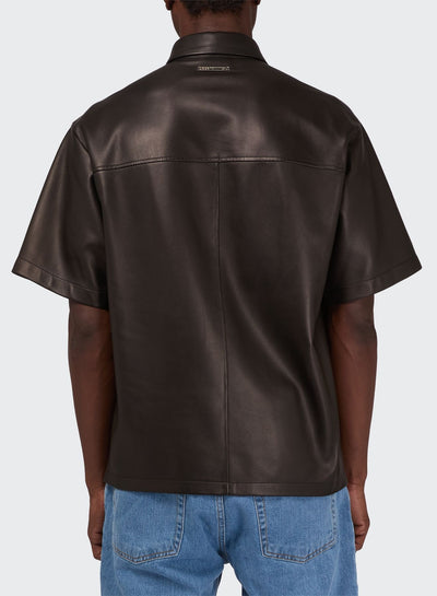 HALF ZIP LEATHER SHIRT