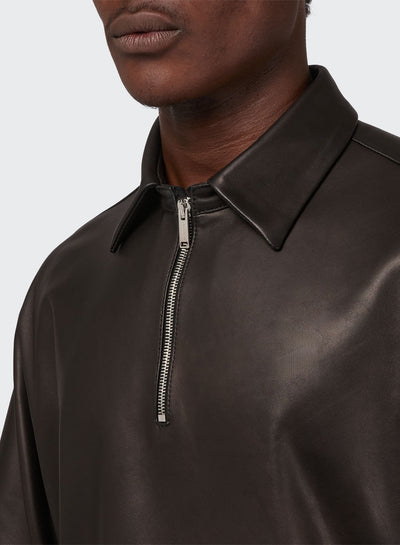 HALF ZIP LEATHER SHIRT