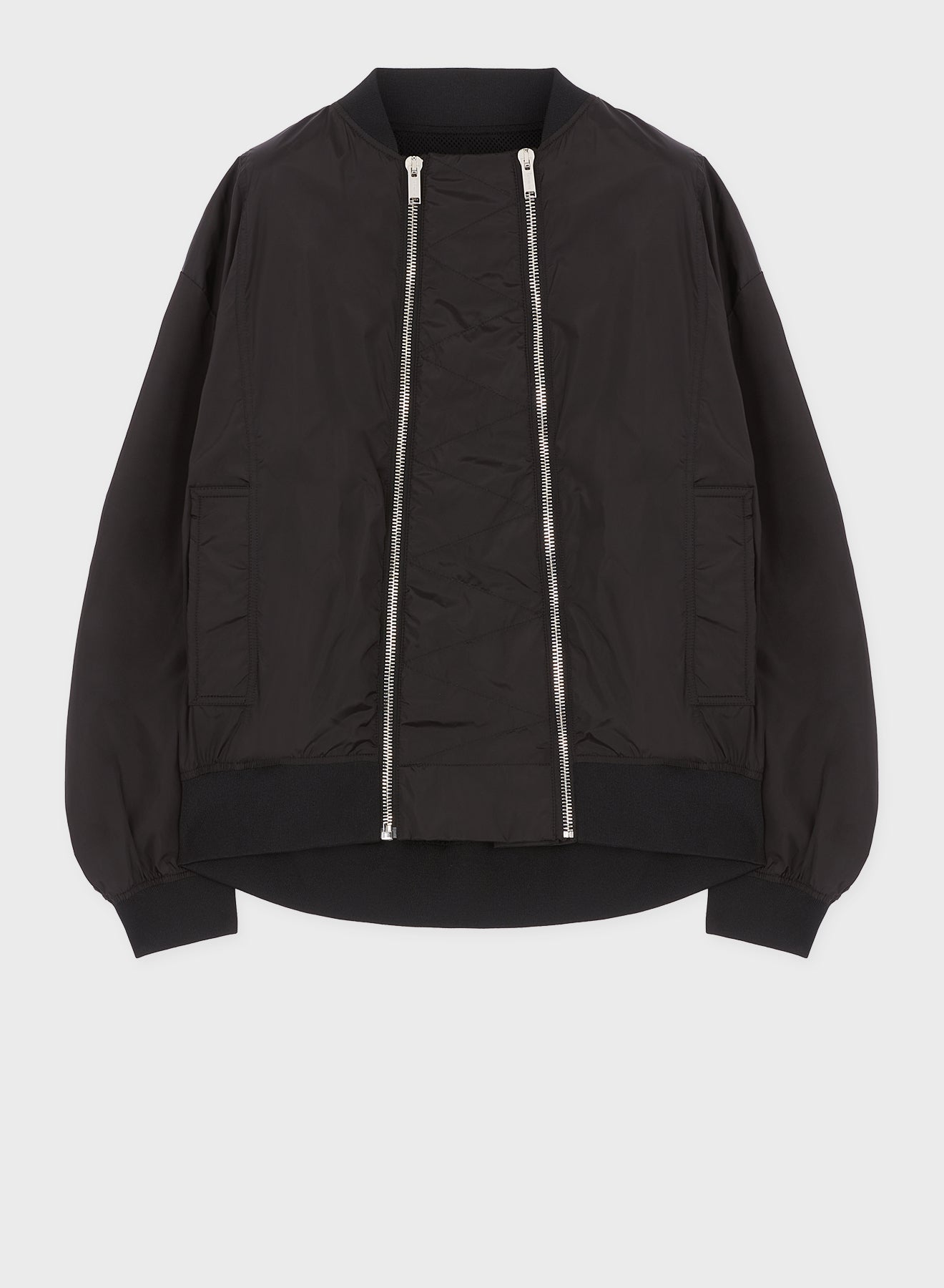 BOMBER WITH DOUBLE FRONT ZIPS AND SIDE POCKETS