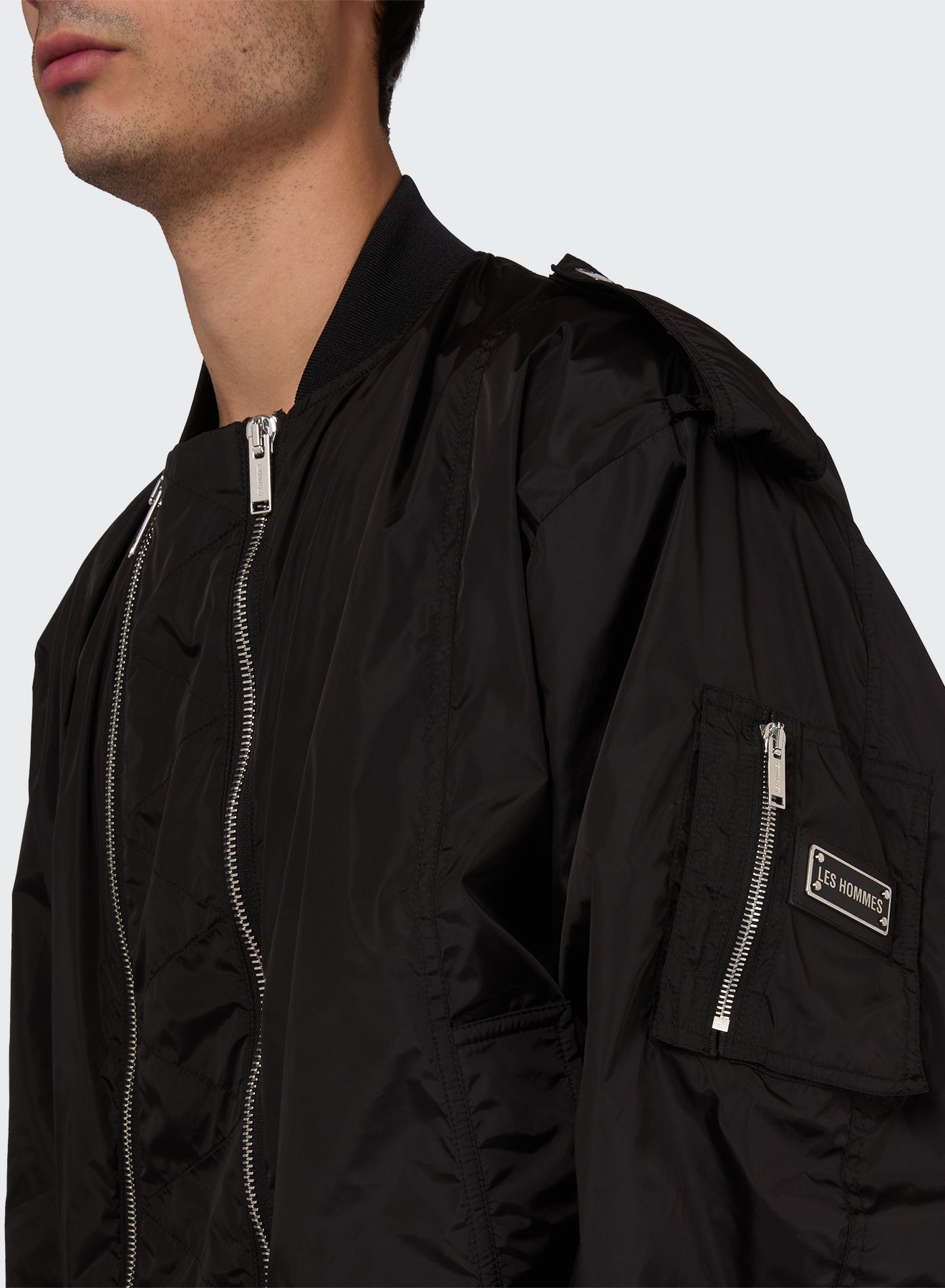 BOMBER WITH DOUBLE FRONT ZIPS AND SIDE POCKETS