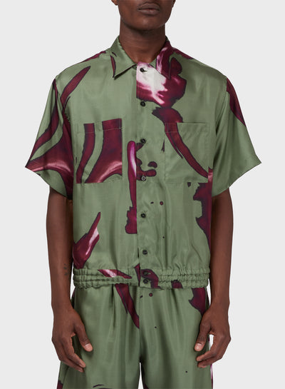 BOWLING CAMO FACE SILK SHIRT