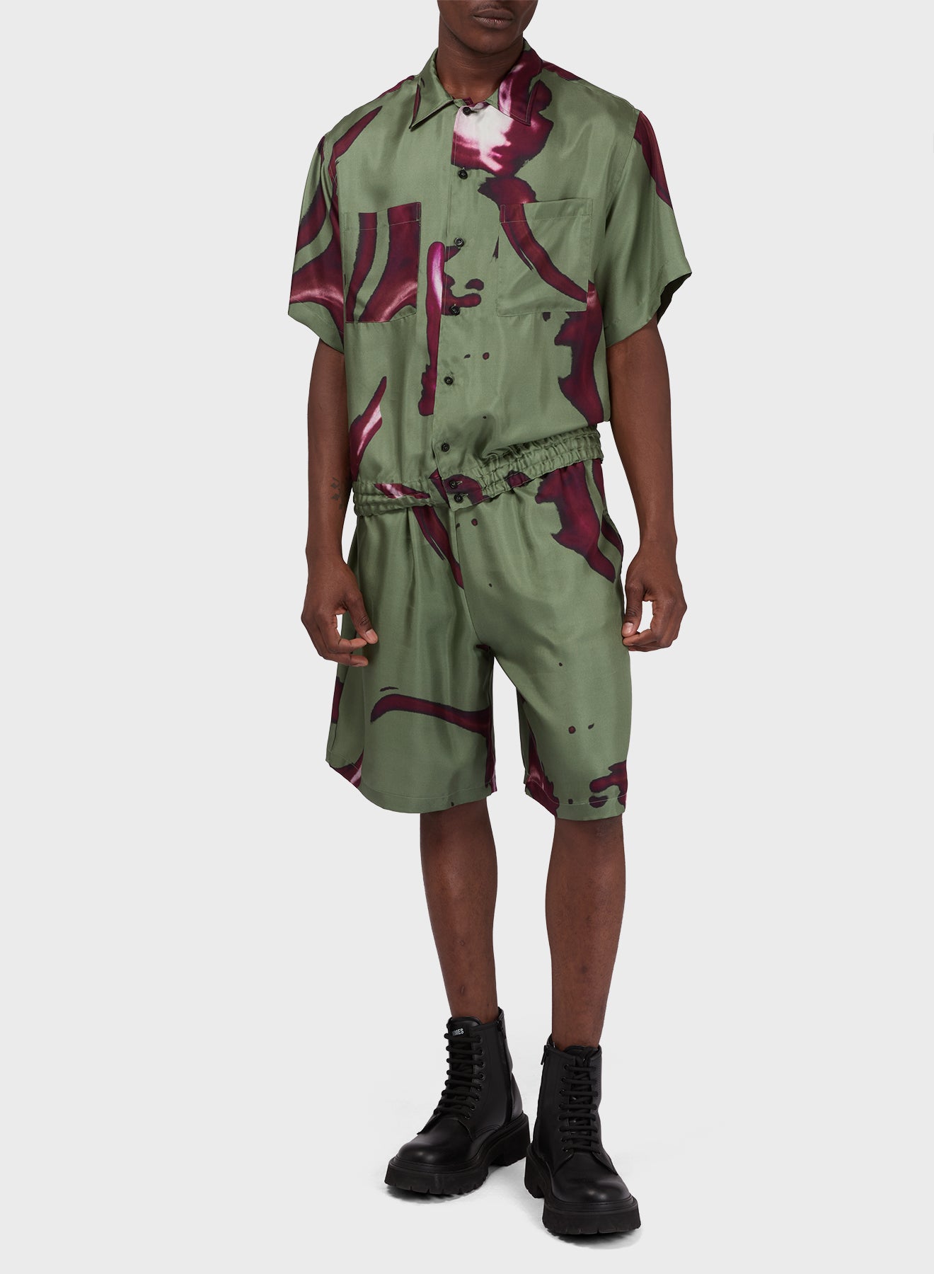 BOWLING CAMO FACE SILK SHIRT